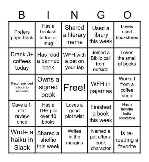 BIBLIO B-I-N-G-O! Bingo Card