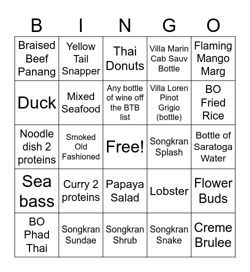 Server Bingo Card