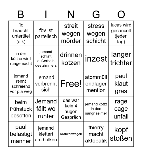 FS-Wochenende Bingo Card