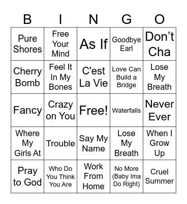 GIRL GROUPS BINGO Card