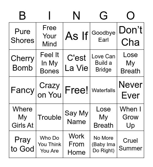 GIRL GROUPS BINGO Card