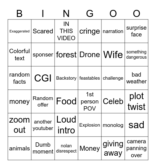 MrBeast Bingo Card