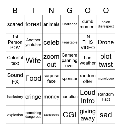 Mrbeast Bingo Card