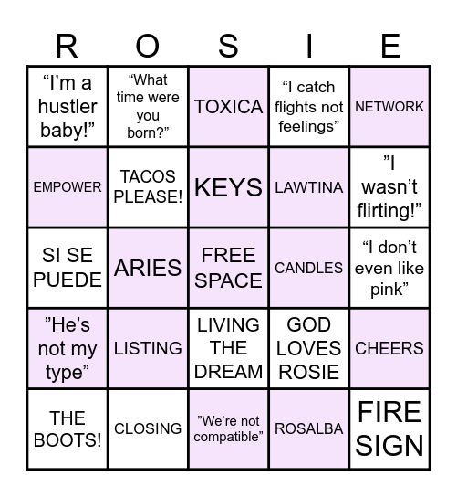 ROSIE’S BIRTHDAY BINGO Card