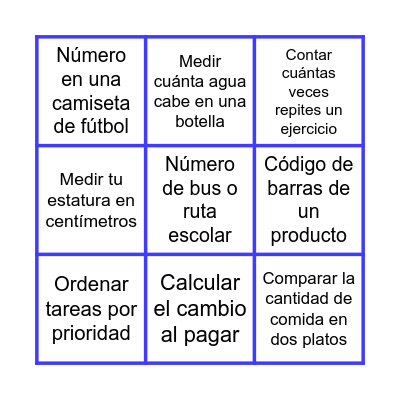 Uso de los números Bingo Card