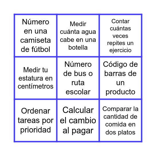 Uso de los números Bingo Card