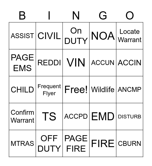 CRCC Bingo Card