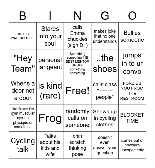 is he predictable? find out with mr baird bingo Card