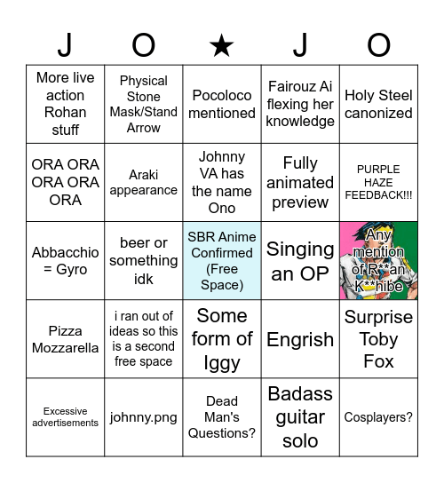 JOJO DAY BINGO Card