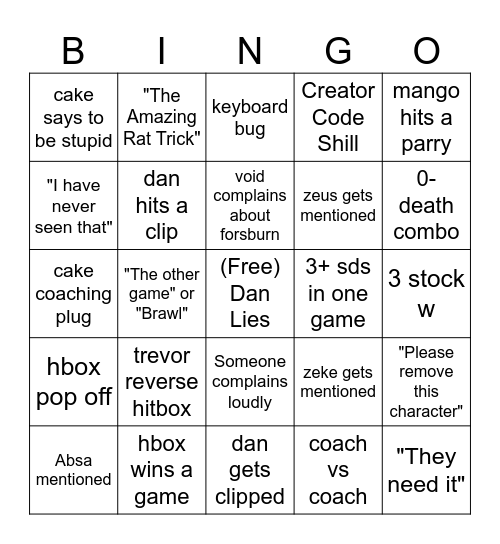 Twitch Rivals Rivals Bingo Card