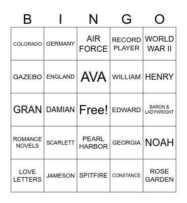 THE THINGS WE LEAVE BEHIND Bingo Card