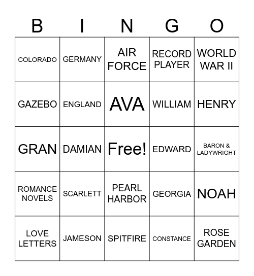 THE THINGS WE LEAVE BEHIND Bingo Card