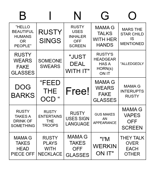 Bendy Bingo Card