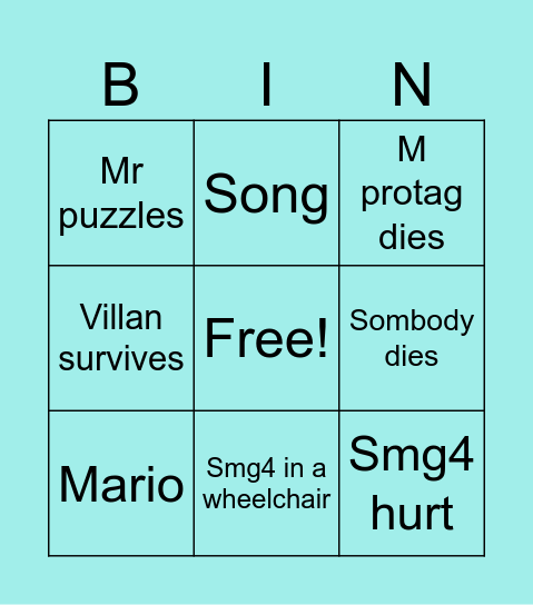 SMG4 MOVIE BINGO Card