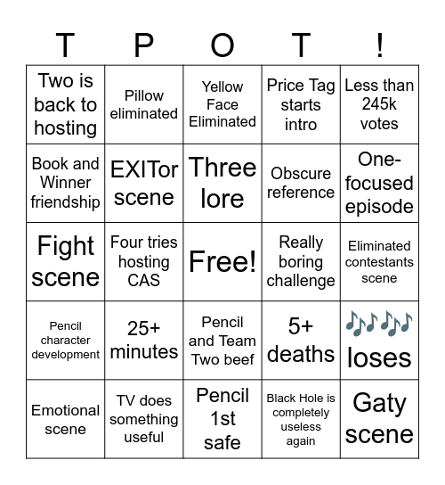 TPOT 17 BINGO Card