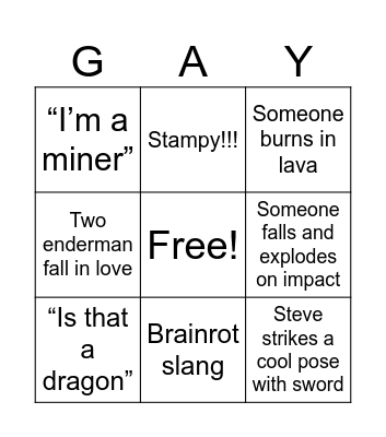 Minecraft Bingo Card