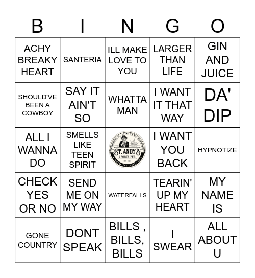 90S NIGHT : GENRE BINGO Card