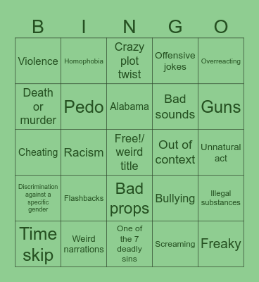 Tom mor ow Bingo Card