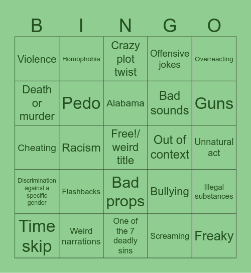 Tom mor ow Bingo Card