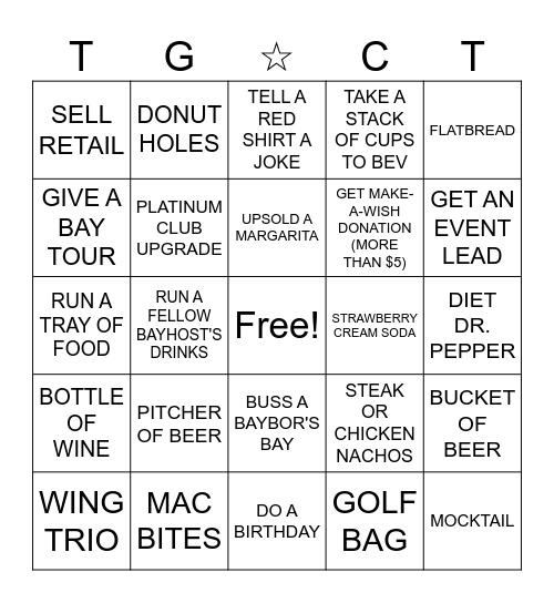 TG BINGO Card