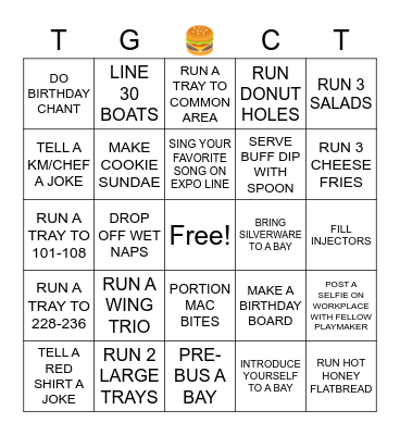 FOOD RUNNER Bingo Card