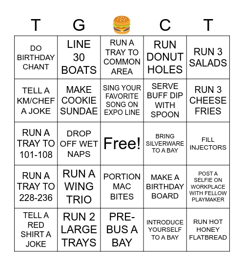 FOOD RUNNER Bingo Card