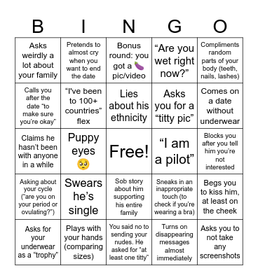That one ✈️💁🏻‍♂️🚩 Bingo Card