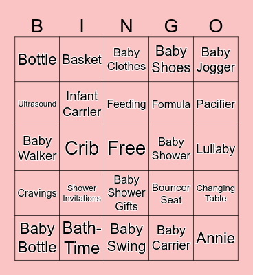 RACHEL'S BABY SHOWER Bingo Card