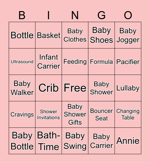 RACHEL'S BABY SHOWER Bingo Card