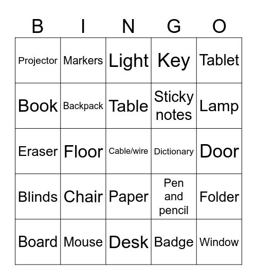Word Bingo Card