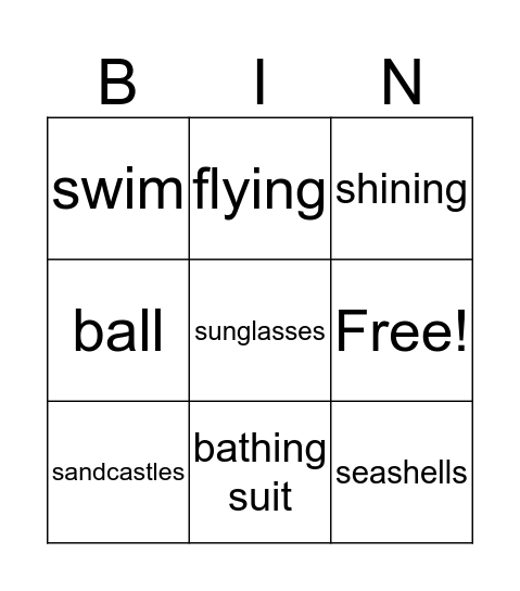 At the Beach Bingo Card