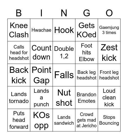 Jericho NCTA Bingo Card