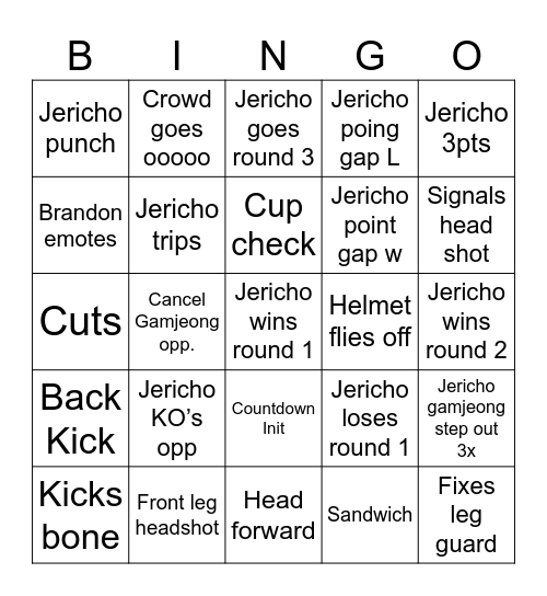 Jericho NCTA Bingo Card