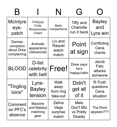 04/11/2025 Smackdown Bingo Card