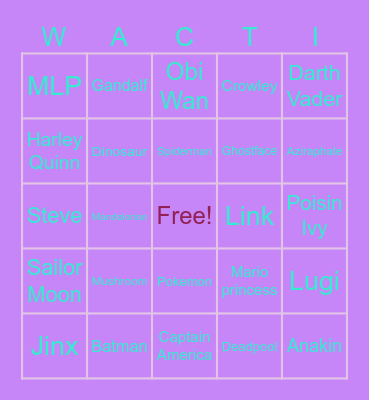 Supanova Gold Coast Bingo Card