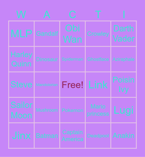 Supanova Gold Coast Bingo Card