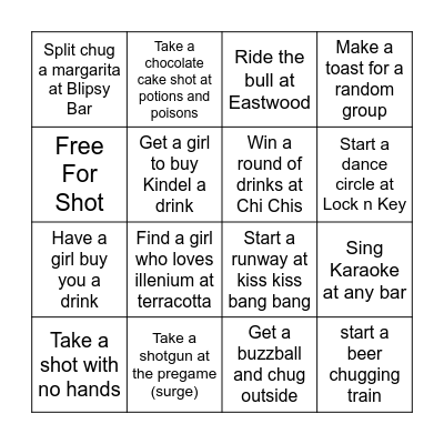 Kindel's Birthday Bingo Card