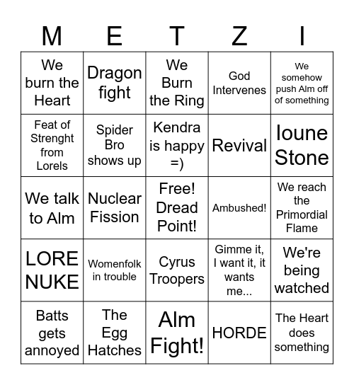 on god we reach the fire Bingo Card
