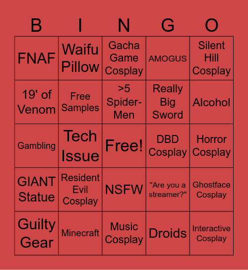 C2E2 IRL Stream Bingo Card