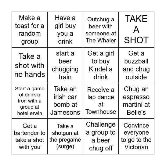 Kindel's Birthday Bingo Card
