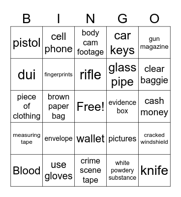 Evidence Bingo Card