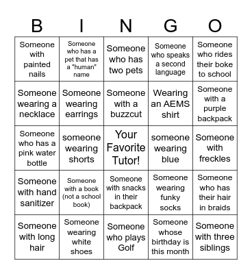 People Bingo! Bingo Card