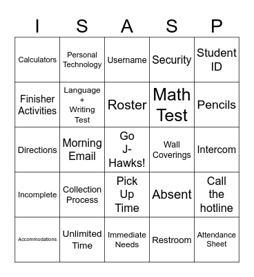 ISASP: How, Where, and When? Bingo Card