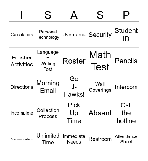 ISASP: How, Where, and When? Bingo Card