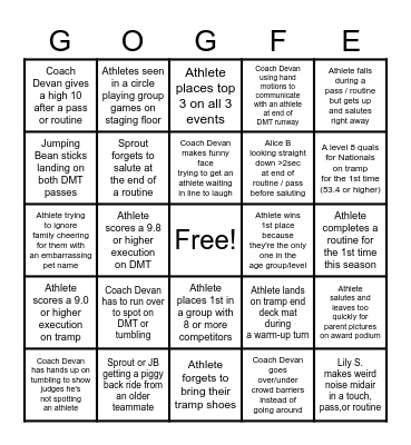 Gleason's Flyers 2025 State Championships BINGO Card