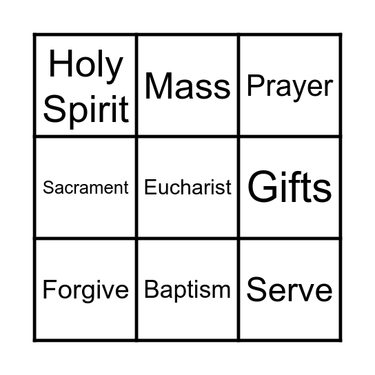 Adventures with the Holy Spirit Bingo Card