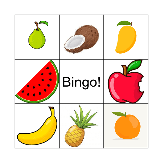 Fruits Bingo Card