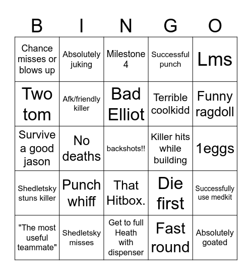 guest and builder bingo Card