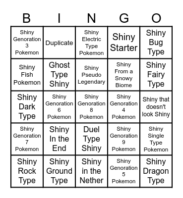 Cobblemon Bingo! Bingo Card