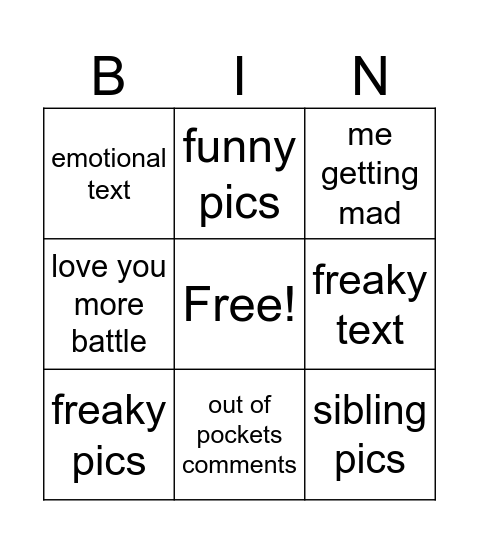 save chats Bingo Card